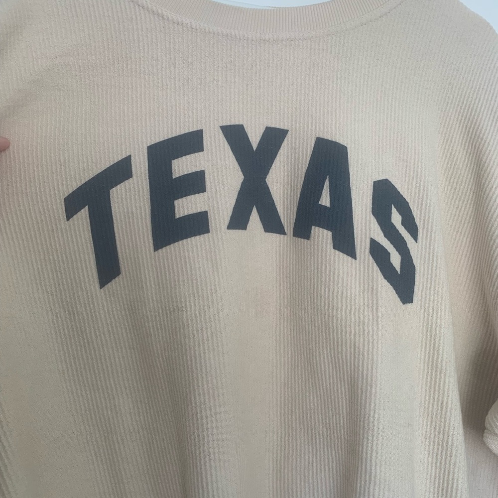 Beige Crew Neck Sweater with Texas Print - Picture 2 of 4